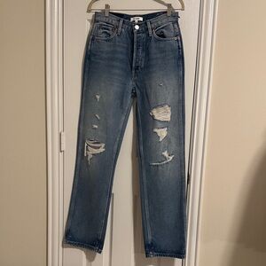 Re/Done Men's Classic Blue Ripped Jeans